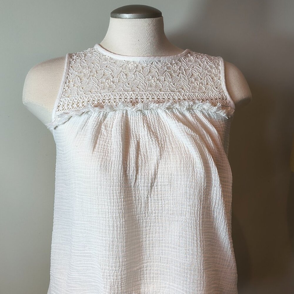 White Textured Lace Vest Top